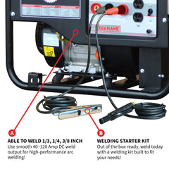 Tomahawk 120 Amp Engine Driven Welder Generator 2200 Watt 7 HP Gas Powered - Machine Horizon
