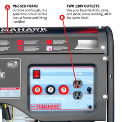 Tomahawk 120 Amp Engine Driven Welder Generator 2200 Watt 7 HP Gas Powered - Machine Horizon
