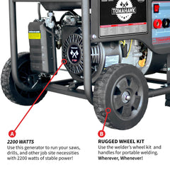 Tomahawk 120 Amp Engine Driven Welder Generator 2200 Watt 7 HP Gas Powered - Machine Horizon