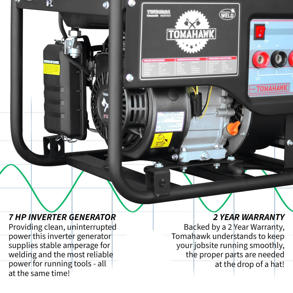 Tomahawk 120 Amp Engine Driven Welder Generator 2200 Watt 7 HP Gas Powered - Machine Horizon