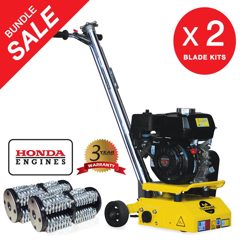 Tomahawk 8” Gas Concrete Scarifier Planer Grinder with 5.5 HP Honda Engine Blade Bundle - Machine Horizon Tomahawk 8” Gas Concrete Scarifier Planer Grinder with 5.5 HP Honda Engine Blade Bundle - Machine Horizon