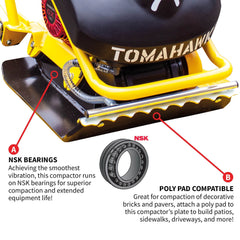 Tomahawk 5.5 HP Honda Vibratory Plate Compactor for Asphalt Aggregate Soil Compaction - Machine Horizon