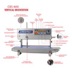 Jores Technologies 220V Stainless Steel Digital Continuous Band Sealer 800 with Coder