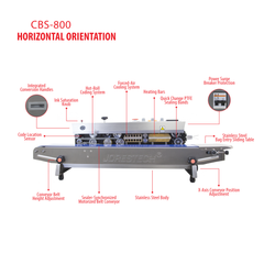 Jores Technologies 220V Stainless Steel Digital Continuous Band Sealer 800 with Coder