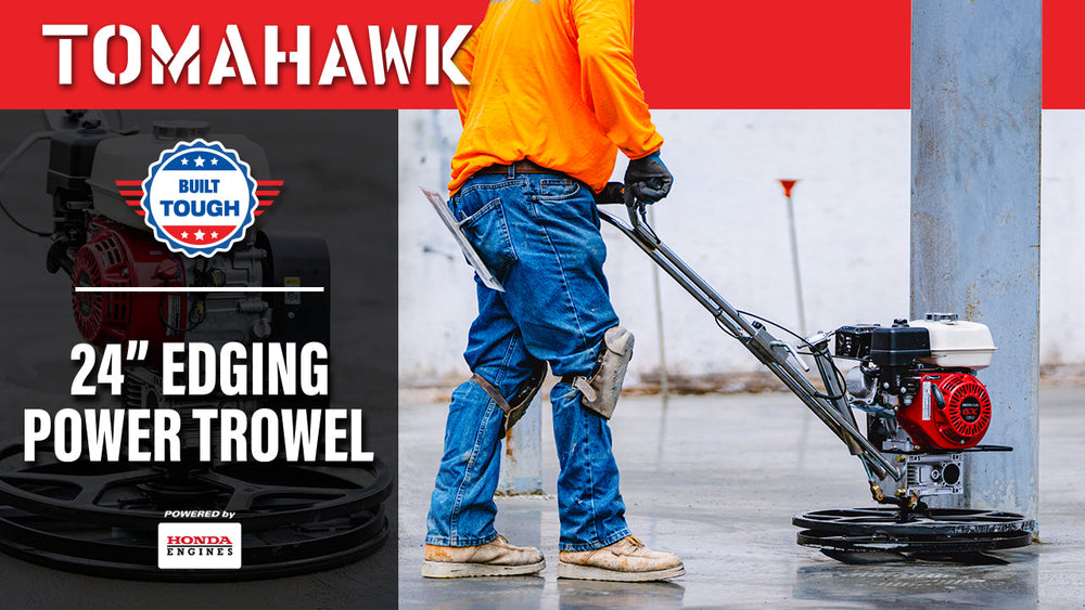 Tomahawk 24" Concrete Power Trowel Edger 5.5HP Honda Float Pan Blade Screed Finishing Tool - Machine Horizon