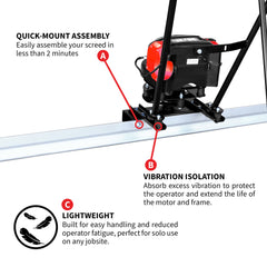 Tomahawk Battery Power Screed 36V 7ah Single Aluminum Blade Bundle (Choose 4ft, 6ft, 8ft, 10ft, 12ft, 14ft)