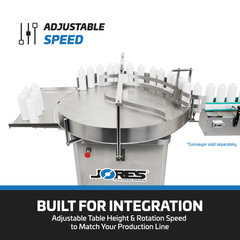 Jores Technologies 39" Stainless Steel Rotary Accumulation Table and Container Unscrambler