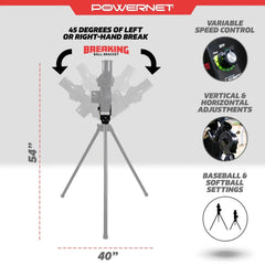PowerNet Launch F-Lite Baseball & Softball Pitching Machine - Machine Horizon