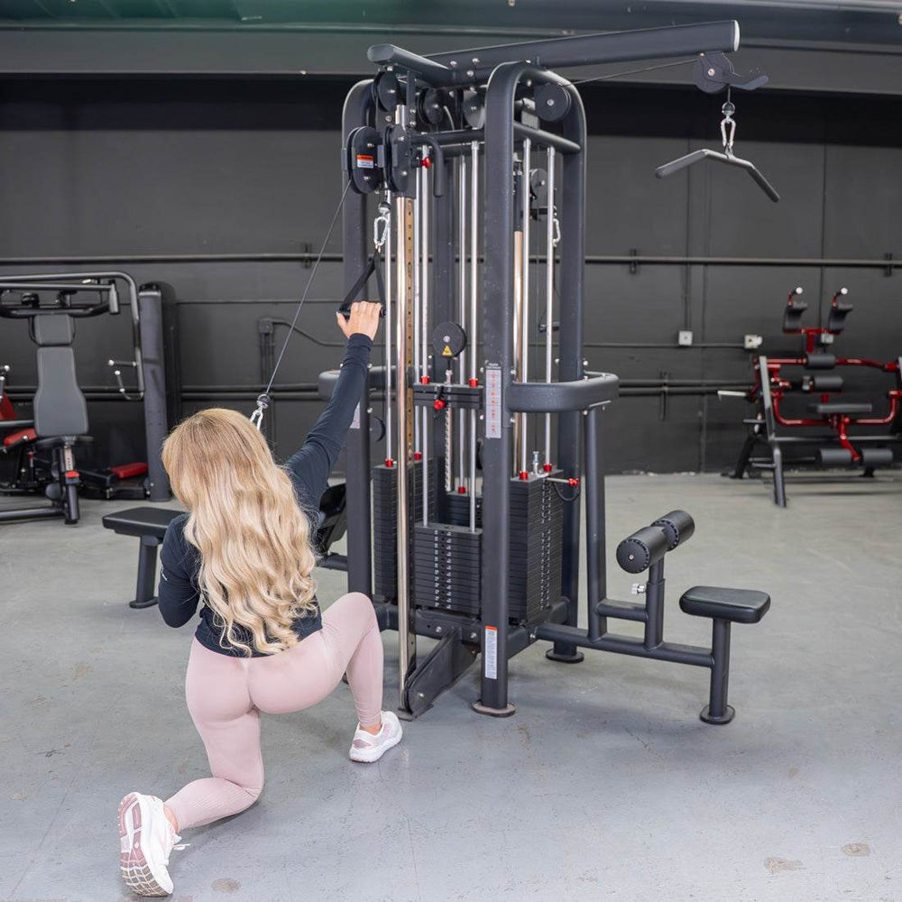 4 Stack Megatron Standard Jungle Gym - 2 Colors - Muscle D Fitness - Low Row, Lat Pulldown, Single Handle Hi/low Pulley, Double Hi/Low Pulley - Machine Horizon