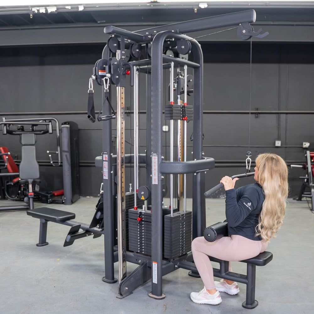 4 Stack Megatron Standard Jungle Gym - 2 Colors - Muscle D Fitness - Low Row, Lat Pulldown, Single Handle Hi/low Pulley, Double Hi/Low Pulley - Machine Horizon