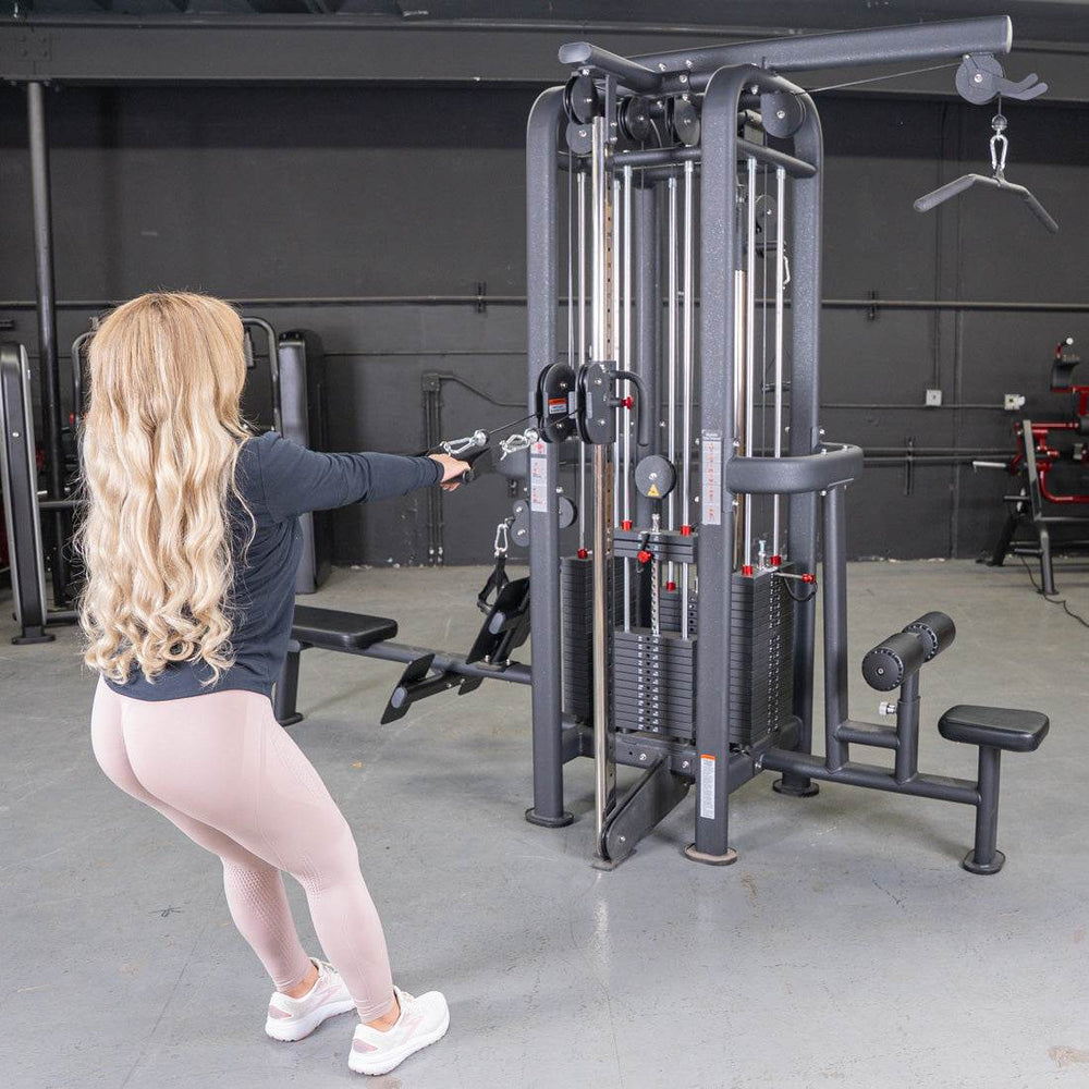 4 Stack Megatron Standard Jungle Gym - 2 Colors - Muscle D Fitness - Low Row, Lat Pulldown, Single Handle Hi/low Pulley, Double Hi/Low Pulley - Machine Horizon