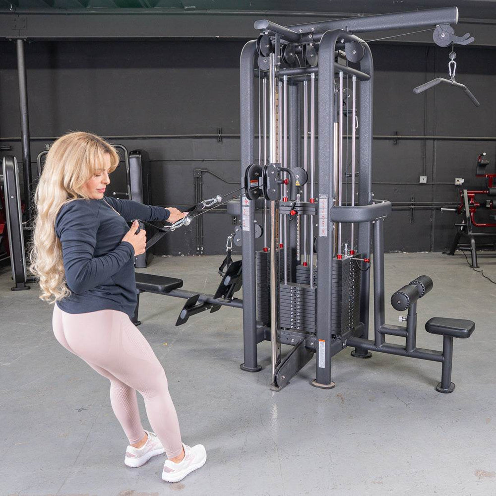 4 Stack Megatron Standard Jungle Gym - 2 Colors - Muscle D Fitness - Low Row, Lat Pulldown, Single Handle Hi/low Pulley, Double Hi/Low Pulley - Machine Horizon