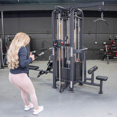 4 Stack Megatron Standard Jungle Gym - 2 Colors - Muscle D Fitness - Low Row, Lat Pulldown, Single Handle Hi/low Pulley, Double Hi/Low Pulley - Machine Horizon