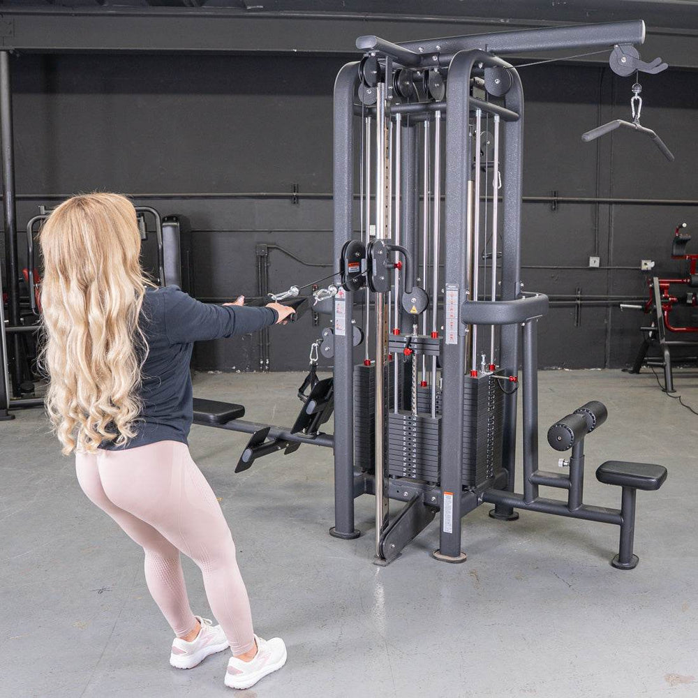 4 Stack Megatron Standard Jungle Gym - 2 Colors - Muscle D Fitness - Low Row, Lat Pulldown, Single Handle Hi/low Pulley, Double Hi/Low Pulley - Machine Horizon
