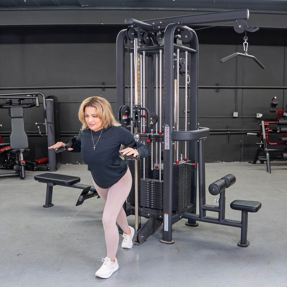 4 Stack Megatron Standard Jungle Gym - 2 Colors - Muscle D Fitness - Low Row, Lat Pulldown, Single Handle Hi/low Pulley, Double Hi/Low Pulley - Machine Horizon