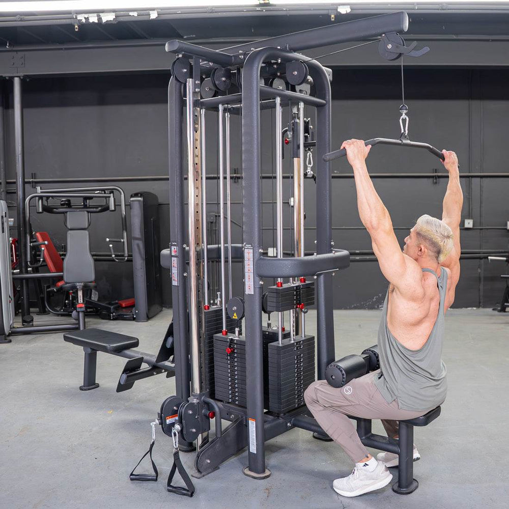 4 Stack Megatron Standard Jungle Gym - 2 Colors - Muscle D Fitness - Low Row, Lat Pulldown, Single Handle Hi/low Pulley, Double Hi/Low Pulley - Machine Horizon