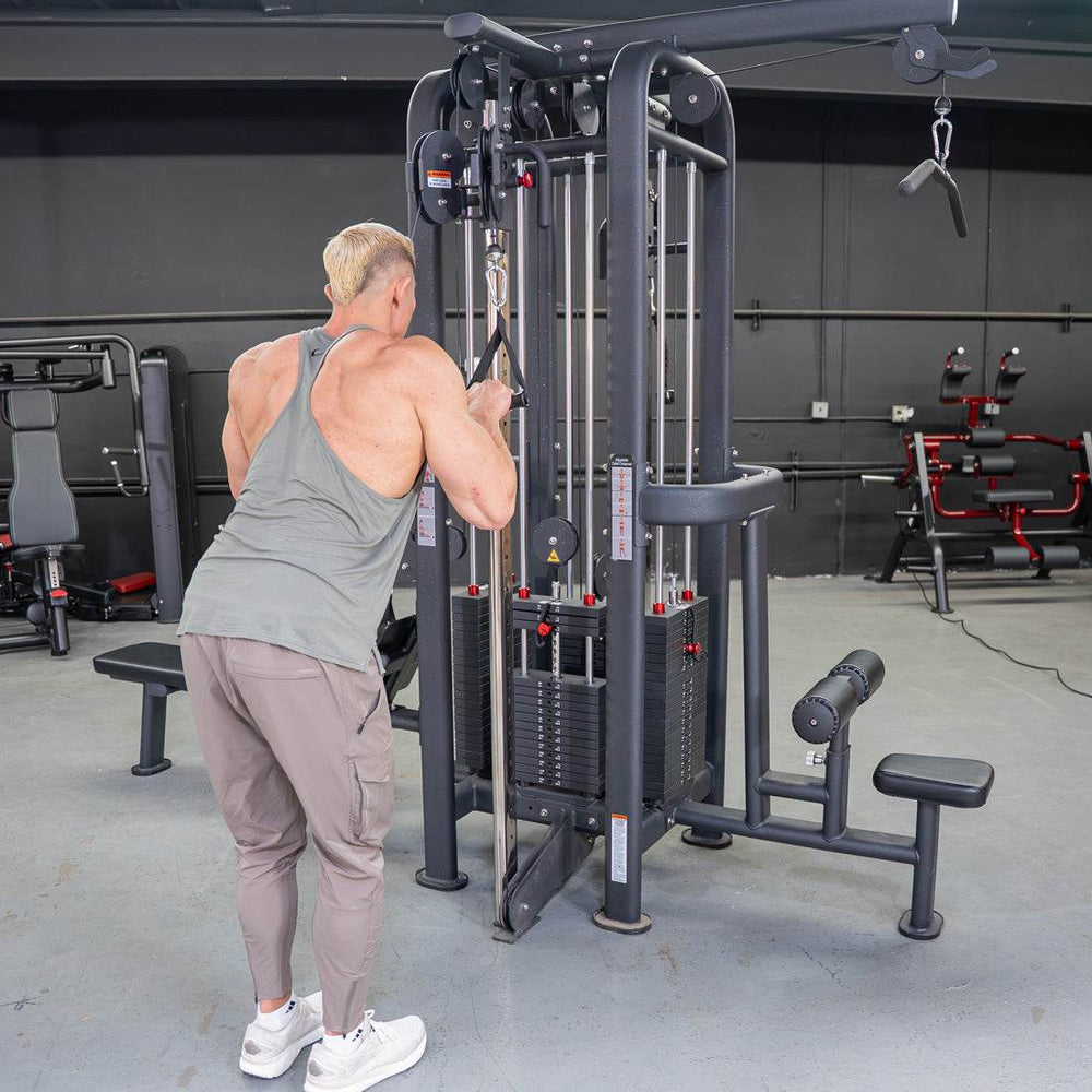 4 Stack Megatron Standard Jungle Gym - 2 Colors - Muscle D Fitness - Low Row, Lat Pulldown, Single Handle Hi/low Pulley, Double Hi/Low Pulley - Machine Horizon