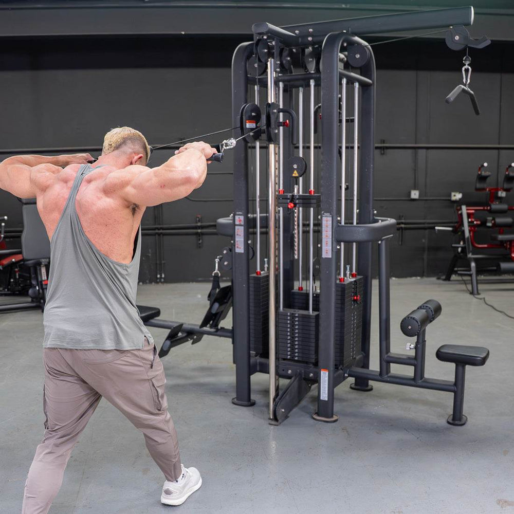4 Stack Megatron Standard Jungle Gym - 2 Colors - Muscle D Fitness - Low Row, Lat Pulldown, Single Handle Hi/low Pulley, Double Hi/Low Pulley - Machine Horizon