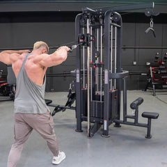 4 Stack Megatron Standard Jungle Gym - 2 Colors - Muscle D Fitness - Low Row, Lat Pulldown, Single Handle Hi/low Pulley, Double Hi/Low Pulley - Machine Horizon