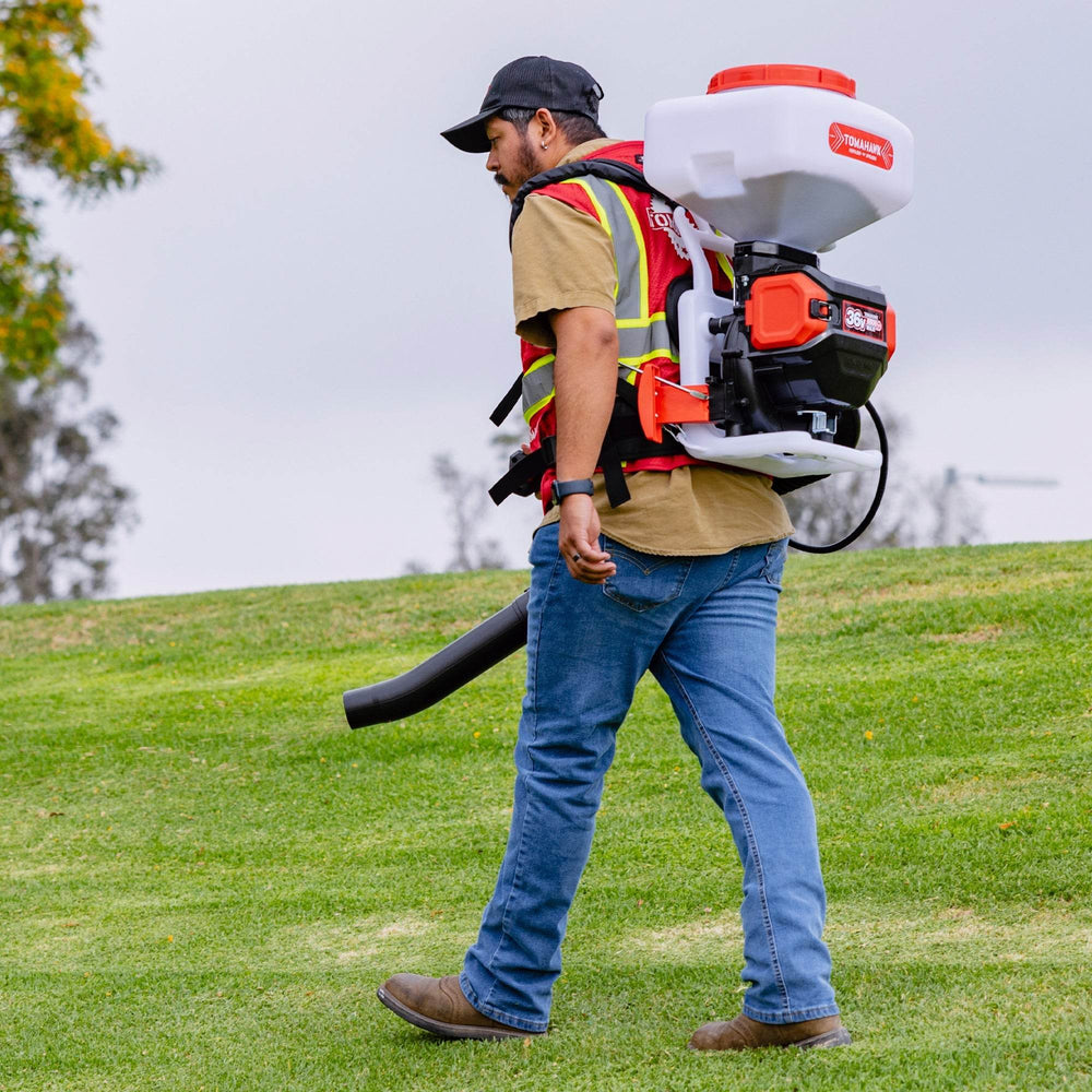 Tomahawk 5 Gal Battery-Powered Fertilizer Spreader Broadcast Lawn Seed Ice Melt Salt - Machine Horizon