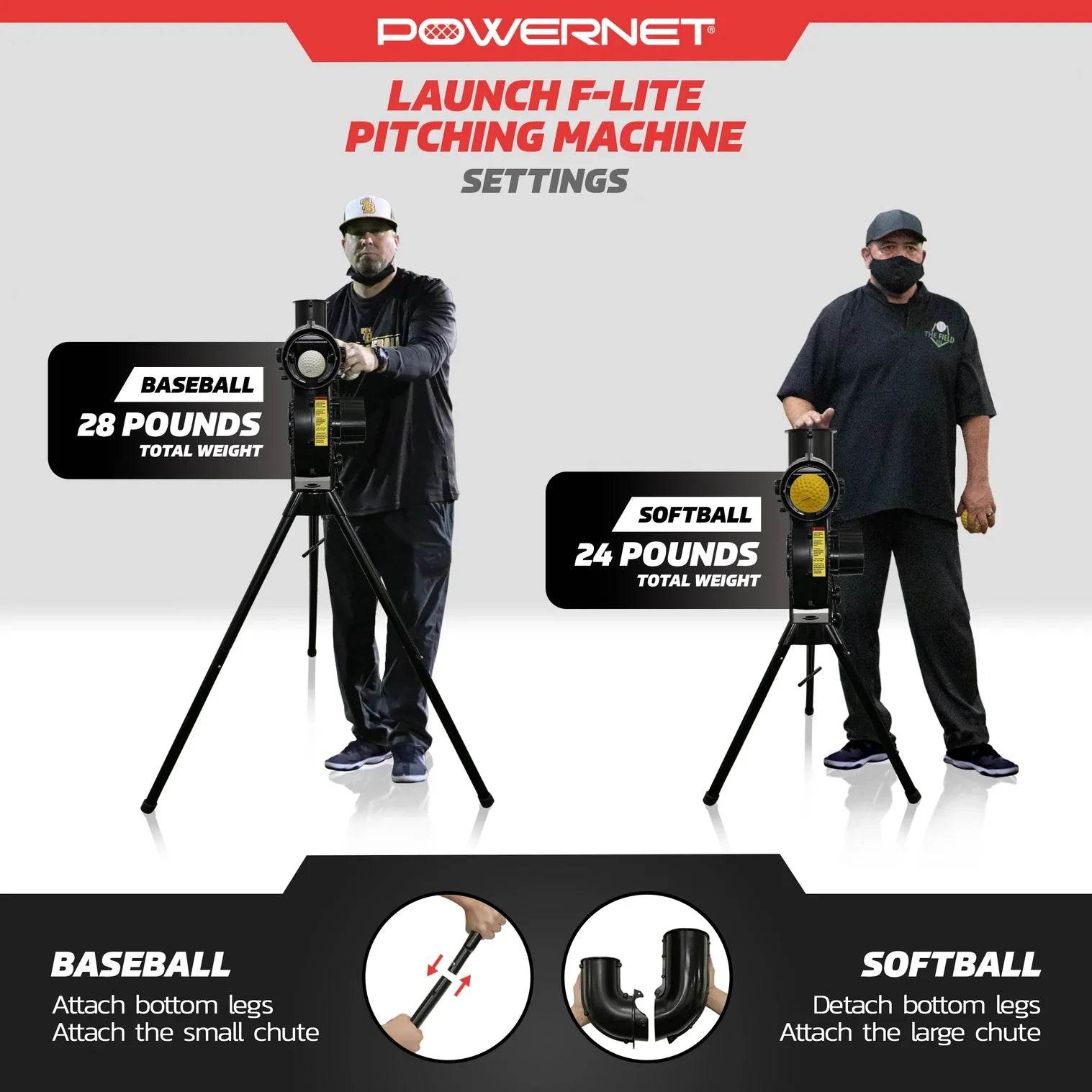 PowerNet Launch F-Lite Baseball & Softball Pitching Machine - Machine Horizon PowerNet Launch F-Lite Baseball & Softball Pitching Machine - Machine Horizon