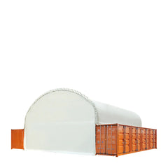 40' x 40' Dual Truss Container Shelter with Heavy Duty 21 oz PVC Cover, Fully Enclosed front and back endwalls, TMG-DT4041CG