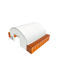 40' x 40' Dual Truss Container Shelter with Heavy Duty 21 oz PVC Cover, Fully Enclosed front and back endwalls, TMG-DT4041CG