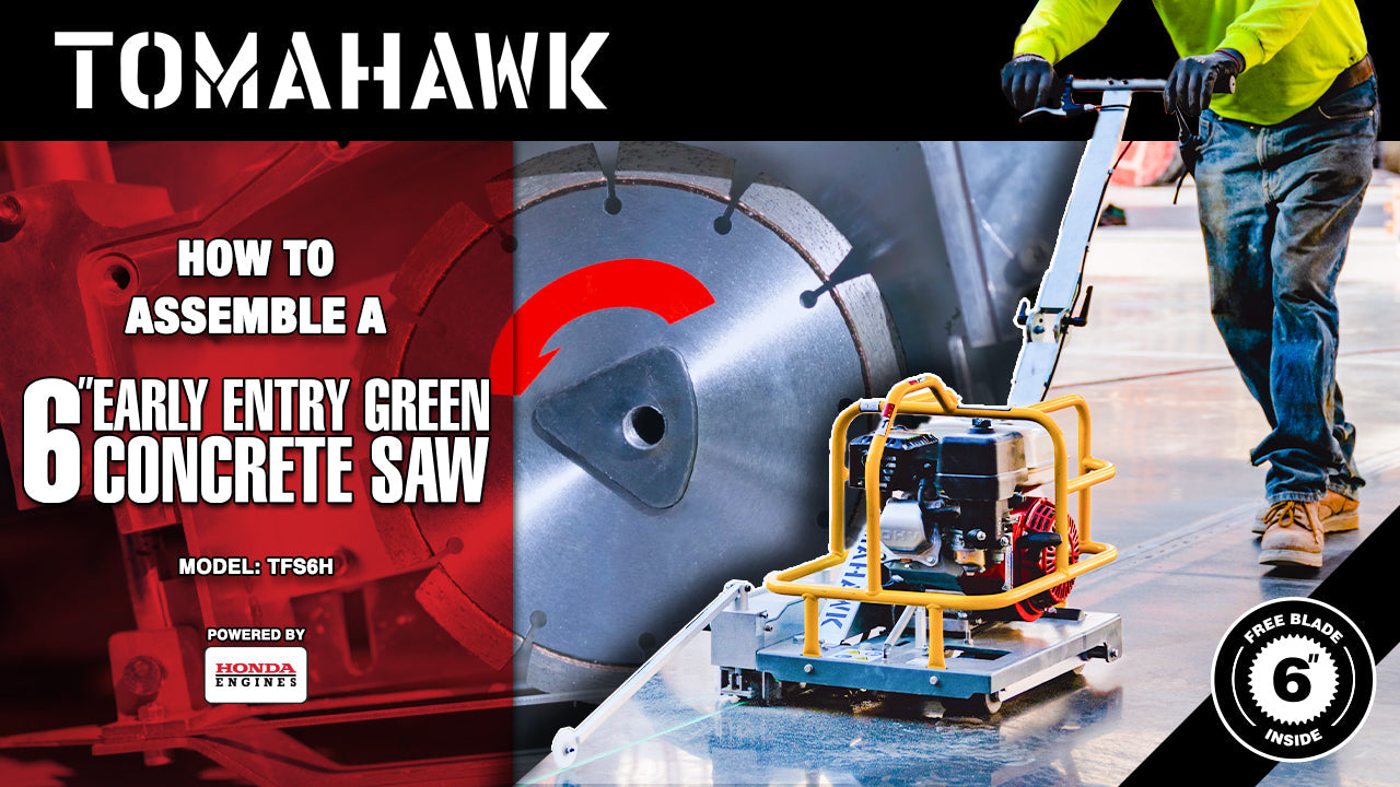 Tomahawk 6" Early Entry Green Concrete Saw with 3.5 HP Honda GX120 Engine - Machine Horizon Tomahawk 6" Early Entry Green Concrete Saw with 3.5 HP Honda GX120 Engine - Machine Horizon