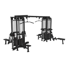 8 Stack Megatron Standard Jungle Gym - 2 Colors - Muscle D Fitness - Black/Silver, Lat Pulldown, Pull-up, Low Row, Single/Double Pulleys - Machine Horizon