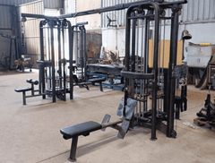8 Stack Megatron Standard Jungle Gym - 2 Colors - Muscle D Fitness - Black/Silver, Lat Pulldown, Pull-up, Low Row, Single/Double Pulleys - Machine Horizon