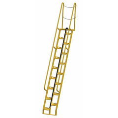 Vestil Steel Alternate Tread Stair 68 Degrees 63-1/2 In. x 23-1/2 In. x 173-5/8 In. 350 Lb. Capacity Yellow -ATS-11-68