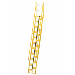 Vestil Steel Alternate Tread Stair 68 Degrees 73-1/2 In. x 23-1/2 In. x 198 In. 350 Lb. Capacity Yellow -ATS-13-68