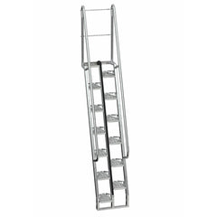 Vestil Galvanized Alternate Tread Stair 68 Degrees 49-3/4 In. x 23-1/2 In. x 137-3/4 In. 350 Lb. Capacity Silver-ATS-8-68-HDG