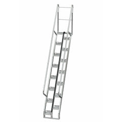 Vestil Galvanized Alternate Tread Stair 56 Degrees 81-5/8 In. x 23-1/2 In. x 150-1/4 In. 350 Lb. Capacity Silver-ATS-9-56-HDG