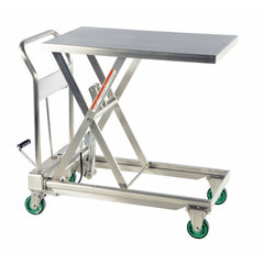 Vestil Stainless Steel Hydraulic Cart 19-1/2 In. x 31-1/2 In. 550 Lb. Capacity Silver-CART-550-SS