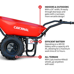 Tomahawk Electric Utility Cart 40V Battery-Powered Wheelbarrow 570-lb. Bucket Capacity - Machine Horizon