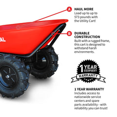 Tomahawk Electric Utility Cart 40V Battery-Powered Wheelbarrow 570-lb. Bucket Capacity - Machine Horizon