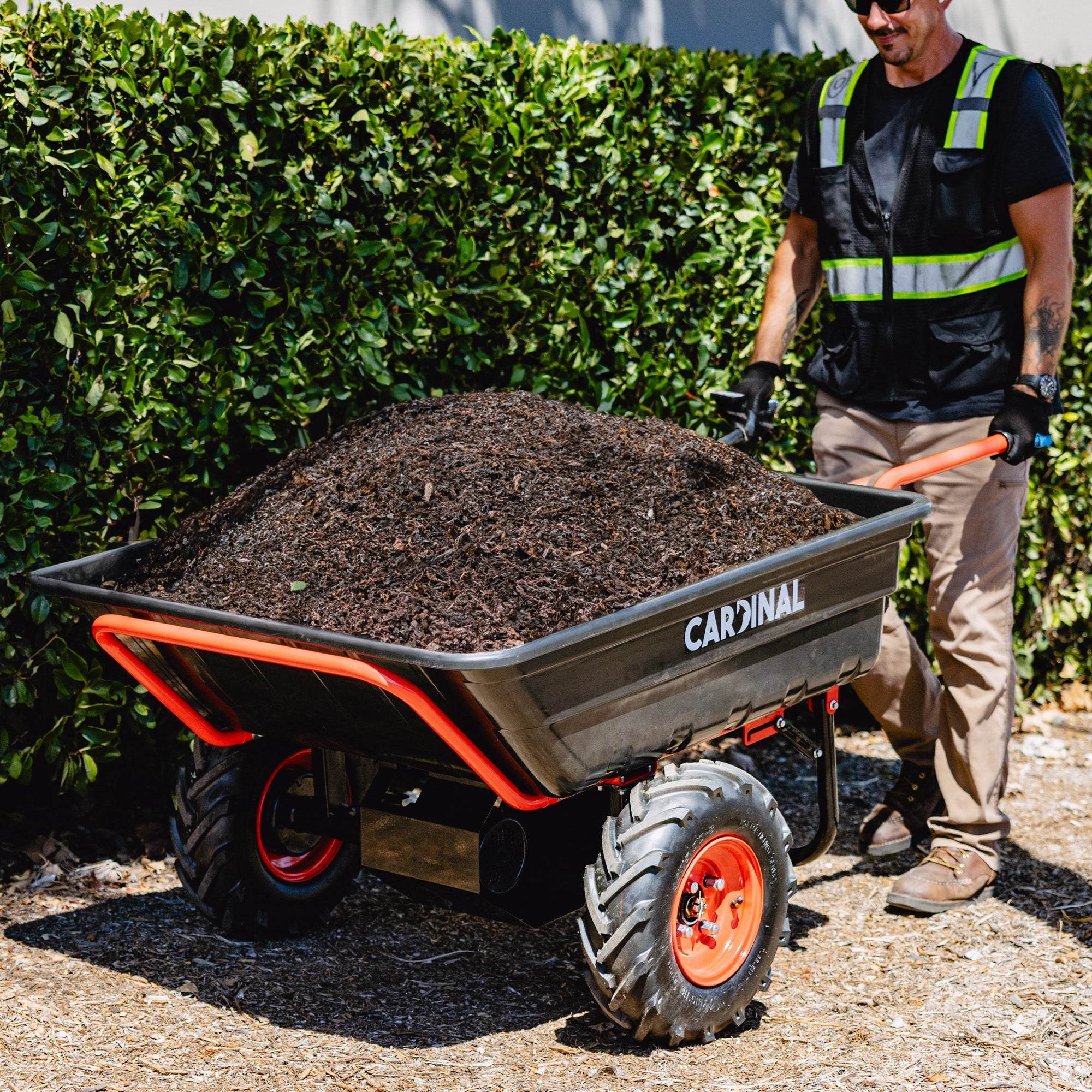 Tomahawk Heavy Duty Electric Utility Cart 40V Battery-Powered Wheelbarrow 660-lb. Bucket Capacity - Machine Horizon Tomahawk Heavy Duty Electric Utility Cart 40V Battery-Powered Wheelbarrow 660-lb. Bucket Capacity - Machine Horizon