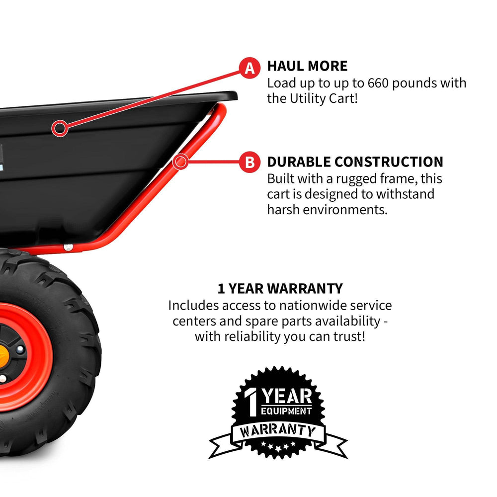 Tomahawk Heavy Duty Electric Utility Cart 40V Battery-Powered Wheelbarrow 660-lb. Bucket Capacity - Machine Horizon