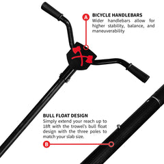 Tomahawk 30" Portable Honda Concrete Power Trowel with 18ft Bull Float Handle GX35 - Machine Horizon