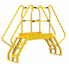 Vestil Steel Alternating Crossover Ladder 8 Step 56 Degrees 93 In. x 73 In. 350 Lb. Capacity Yellow - COLA-2-56-44