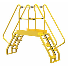 Vestil Steel Alternating Crossover Ladder 10 Step 56 Degrees 103 In. x 81 In. 350 Lb. Capacity Yellow- COLA-3-56-56