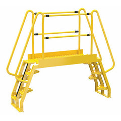 Vestil Steel Alternating Crossover Ladder 10 Step 68 Degrees 94 In. x 80 In. 350 Lb. Capacity Yellow - COLA-3-68-56