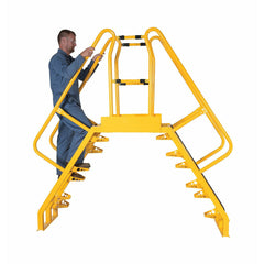 Vestil Steel Alternating Crossover Ladder 8 Step 56 Degrees 107 In. x 73 In. 350 Lb. Capacity Yellow- COLA-2-56-56