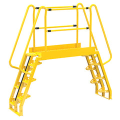 Vestil Steel Alternating Crossover Ladder 14 Step 68 Degrees 97 In. x 91 In. 350 Lb. Capacity Yellow - COLA-4-68-56