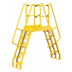 Vestil Steel Alternating Crossover Ladder 16 Step 68 Degrees 92 In. x 102 In. 350 Lb. Capacity Yellow - COLA-5-68-44