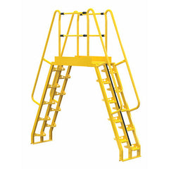 Vestil Steel Alternating Crossover Ladder 20 Step 68 Degrees 102 In. x 114 In. 350 Lb. Capacity Yellow - COLA-6-68-44
