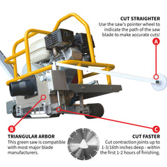 Tomahawk 6" Early Entry Green Concrete Saw with 3.5 HP Honda GX120 Engine - Machine Horizon