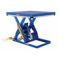 Vestil Steel Quick Ship Electric Hydraulic Lift Table 48 In. x 48 In. 3000 Lb. Capacity Blue/Silver- EHLT-4848-3-43-QS