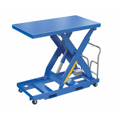 Vestil Steel Portable Lift Table 12 Volt DC Powered 36 In. x 64 In. 1000 Lb. Capacity Blue - EHLTP-3664-1-60-D2